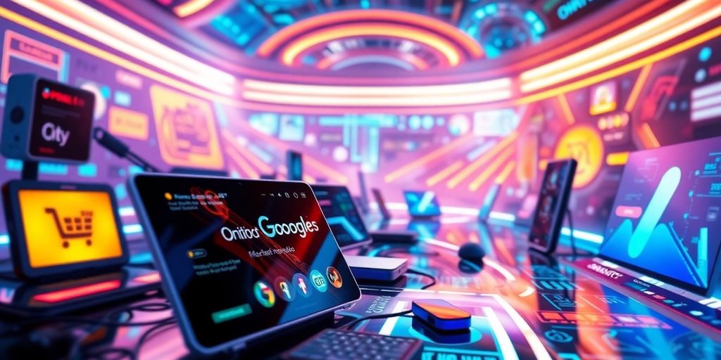 Futuristic digital landscape with advanced technology elements.