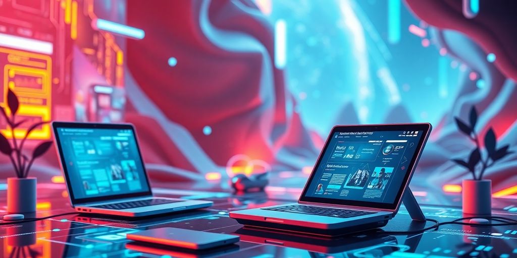 Futuristic technology landscape for online marketing campaigns.