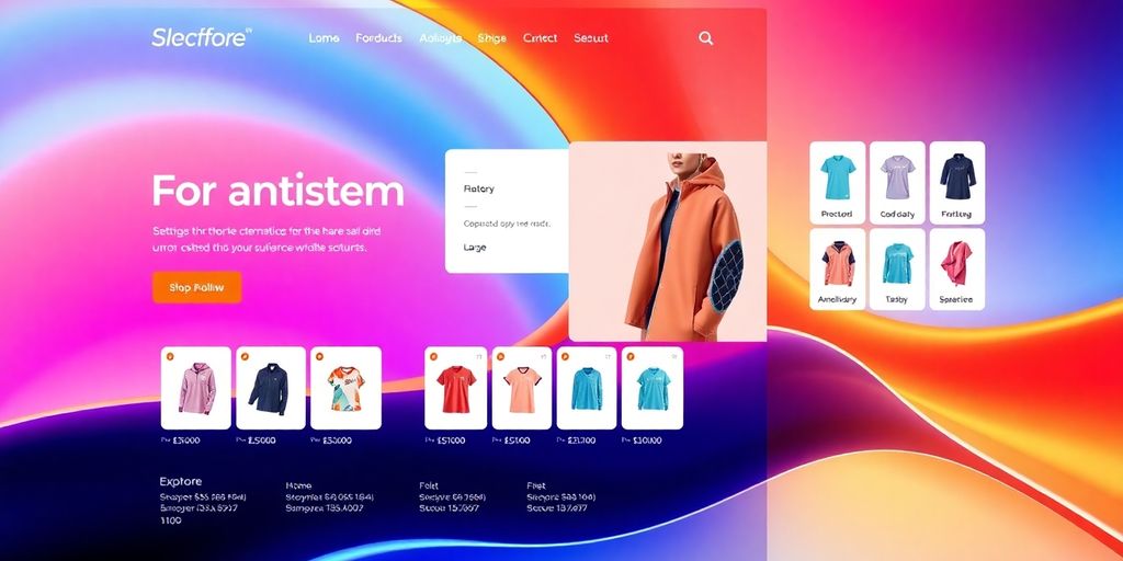 Futuristic eCommerce website design with vibrant colors.