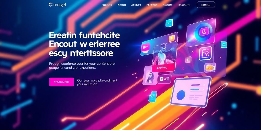 Futuristic ecommerce landing page design with vibrant colors.