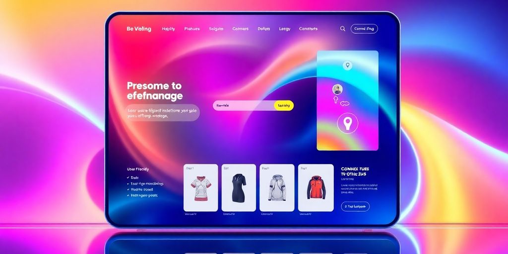 Futuristic e-commerce interface with vibrant colors and smooth navigation.