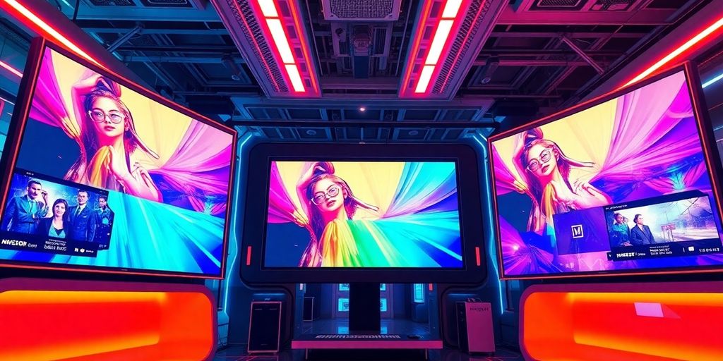 Futuristic ecommerce platform with vibrant video content.