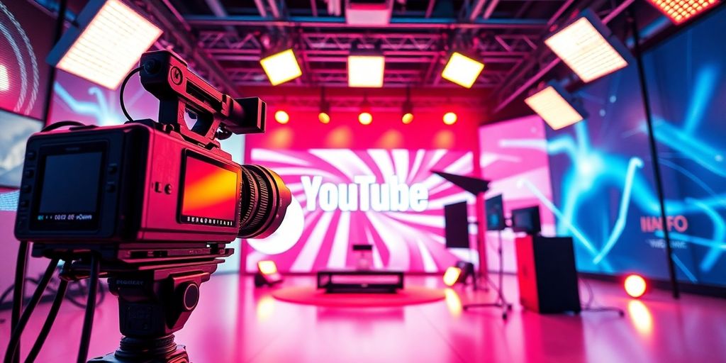 Futuristic video production setup with high-tech equipment.