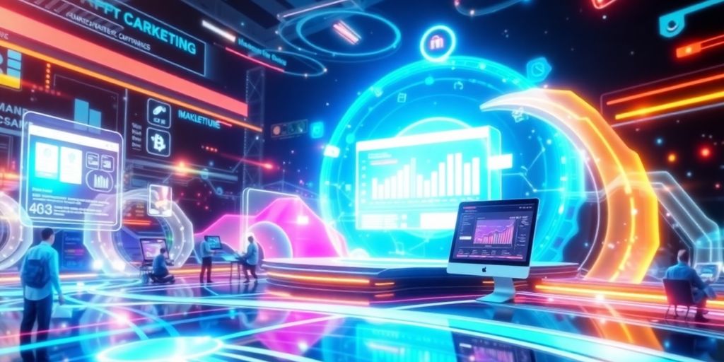 Futuristic technology and e-commerce landscape for marketing automation.