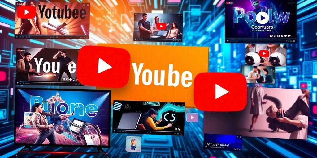 Collage of YouTube ad types with futuristic e-commerce theme.