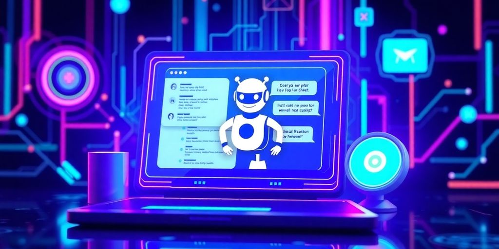 Futuristic chatbot interface for online marketing.