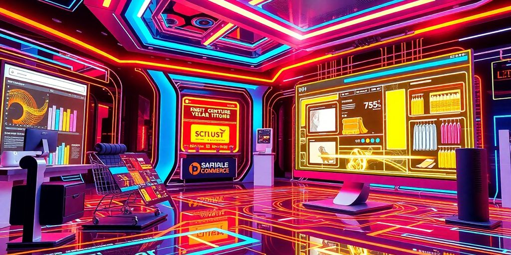 Futuristic e-commerce technology for online marketing.