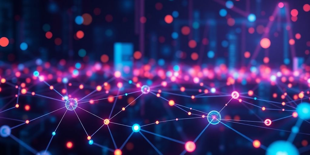 Futuristic digital landscape of AI in marketing.