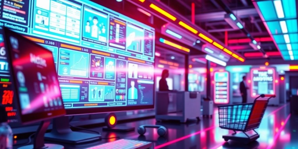 Futuristic e-commerce technology for online marketing campaigns.