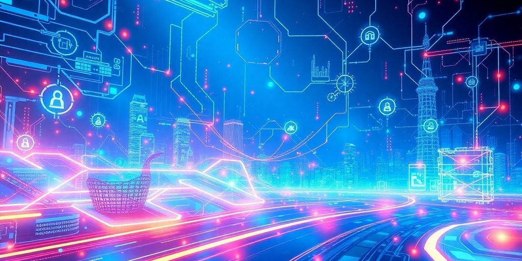 Futuristic technology in e-commerce and AI integration.