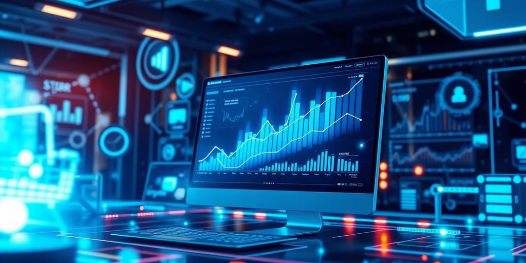 Futuristic e-commerce technology for online marketing analytics.