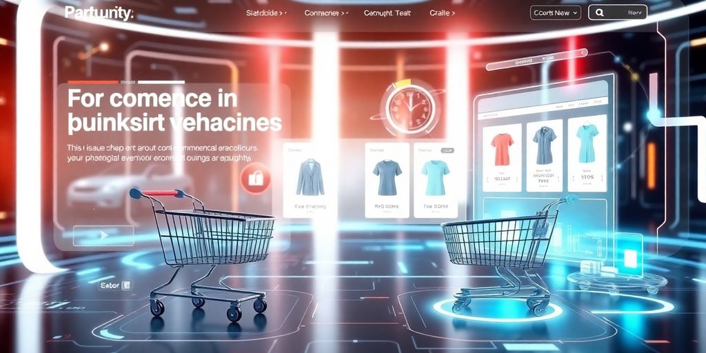 Futuristic eCommerce website interface with advanced technology features.