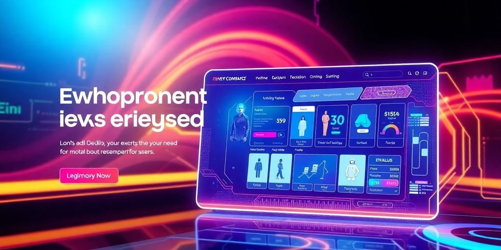 Futuristic eCommerce website interface with advanced technology features.