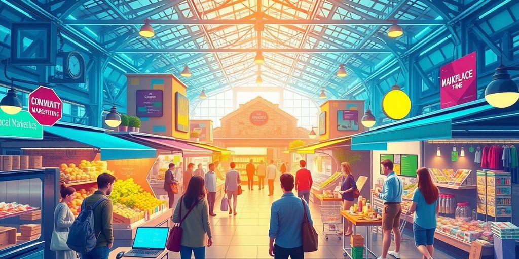 Futuristic local online marketing with technology and community.