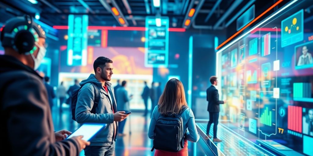 Futuristic eCommerce with technology and customer interactions.