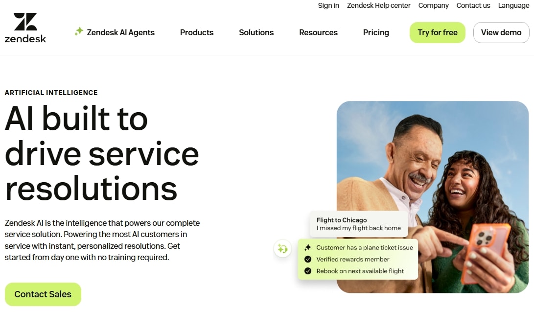 Zendesk homepage