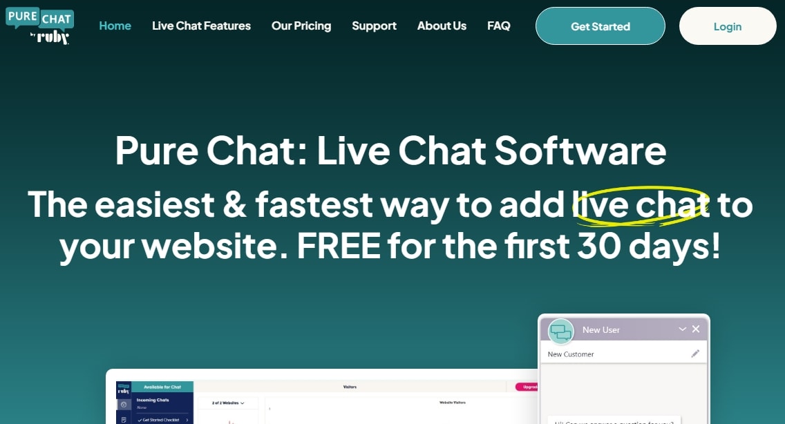 Pure Chat homepage