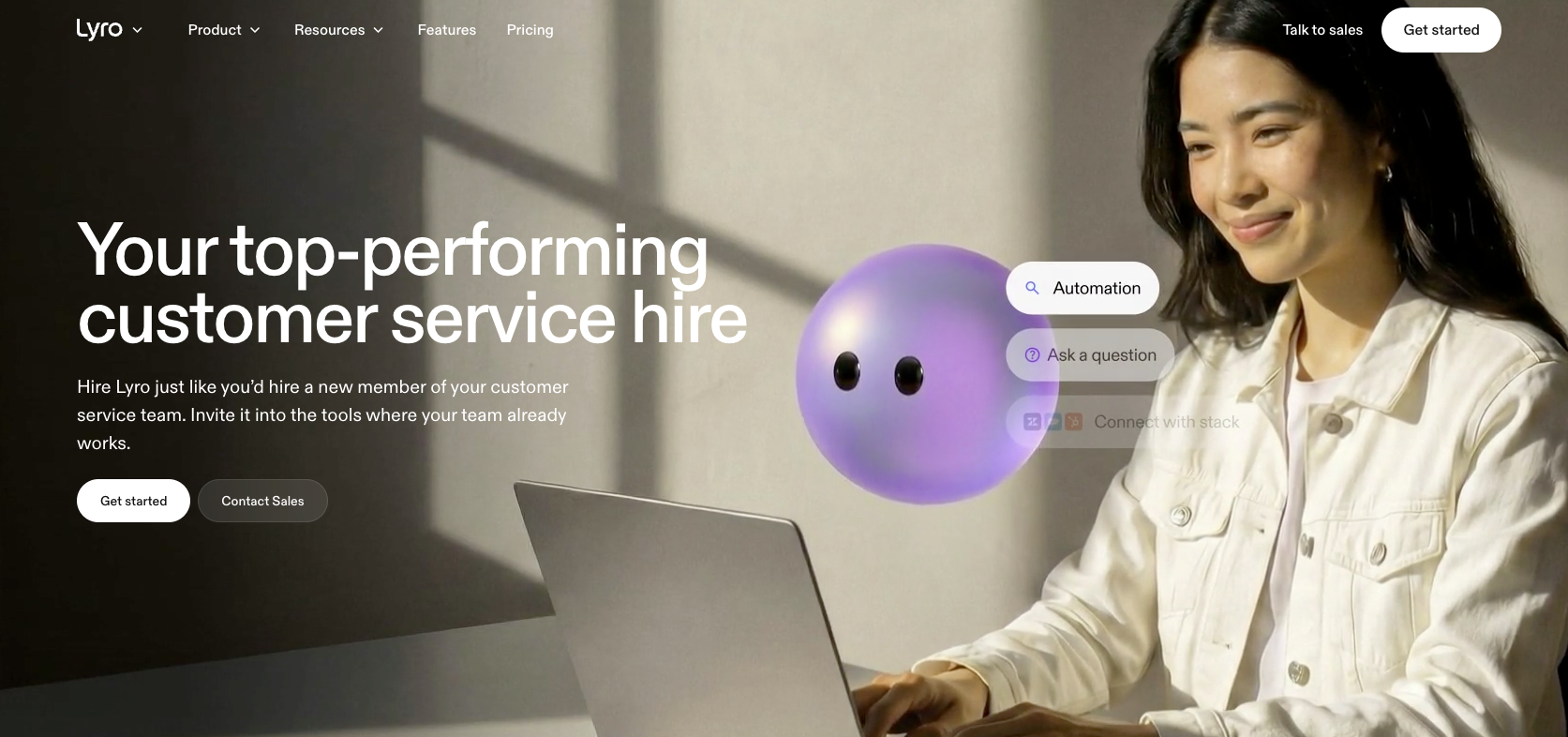 Tidio Lyro AI Agent homepage