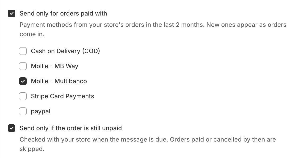 Target WhatsApp campaigns at customers with unpaid orders