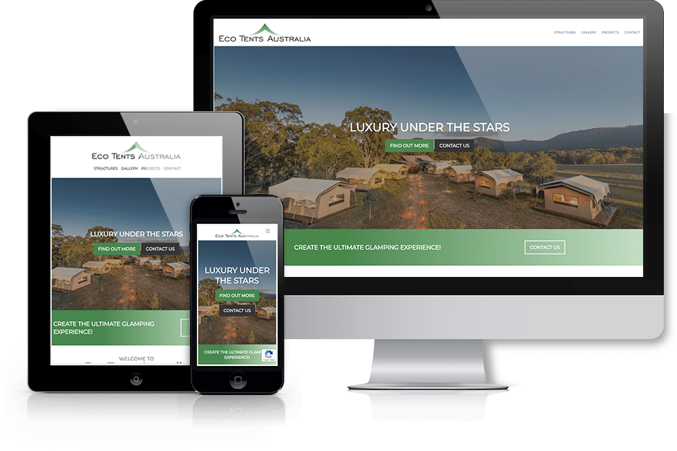 Eco Tents Australia webiste screenshot
