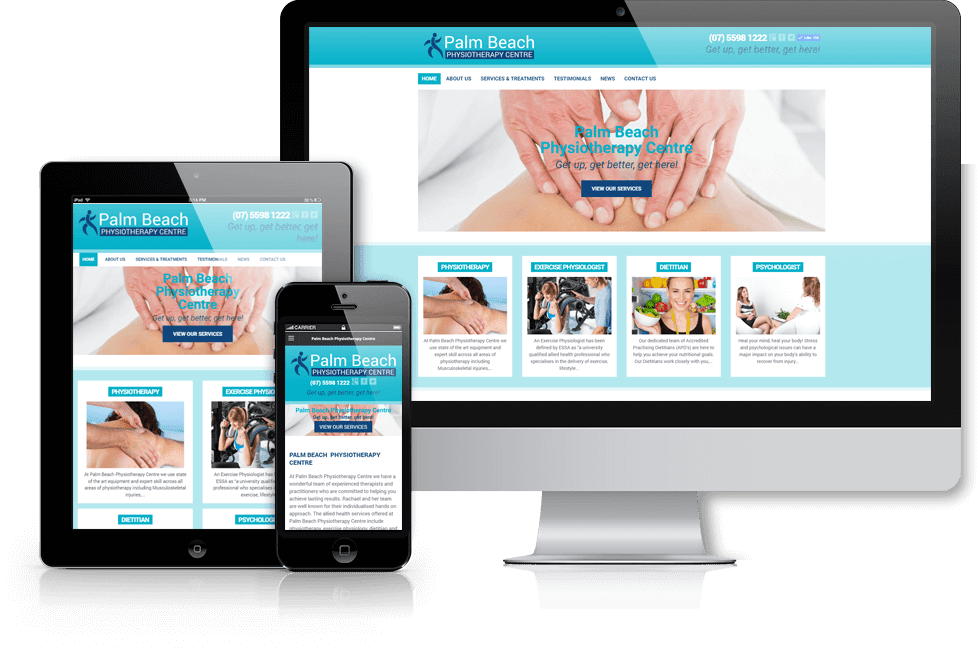 Palm Beach Physiotherapy Centre webiste screenshot