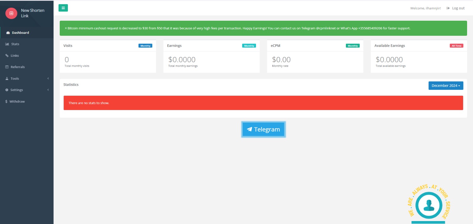 Dashboard CPMLink.net