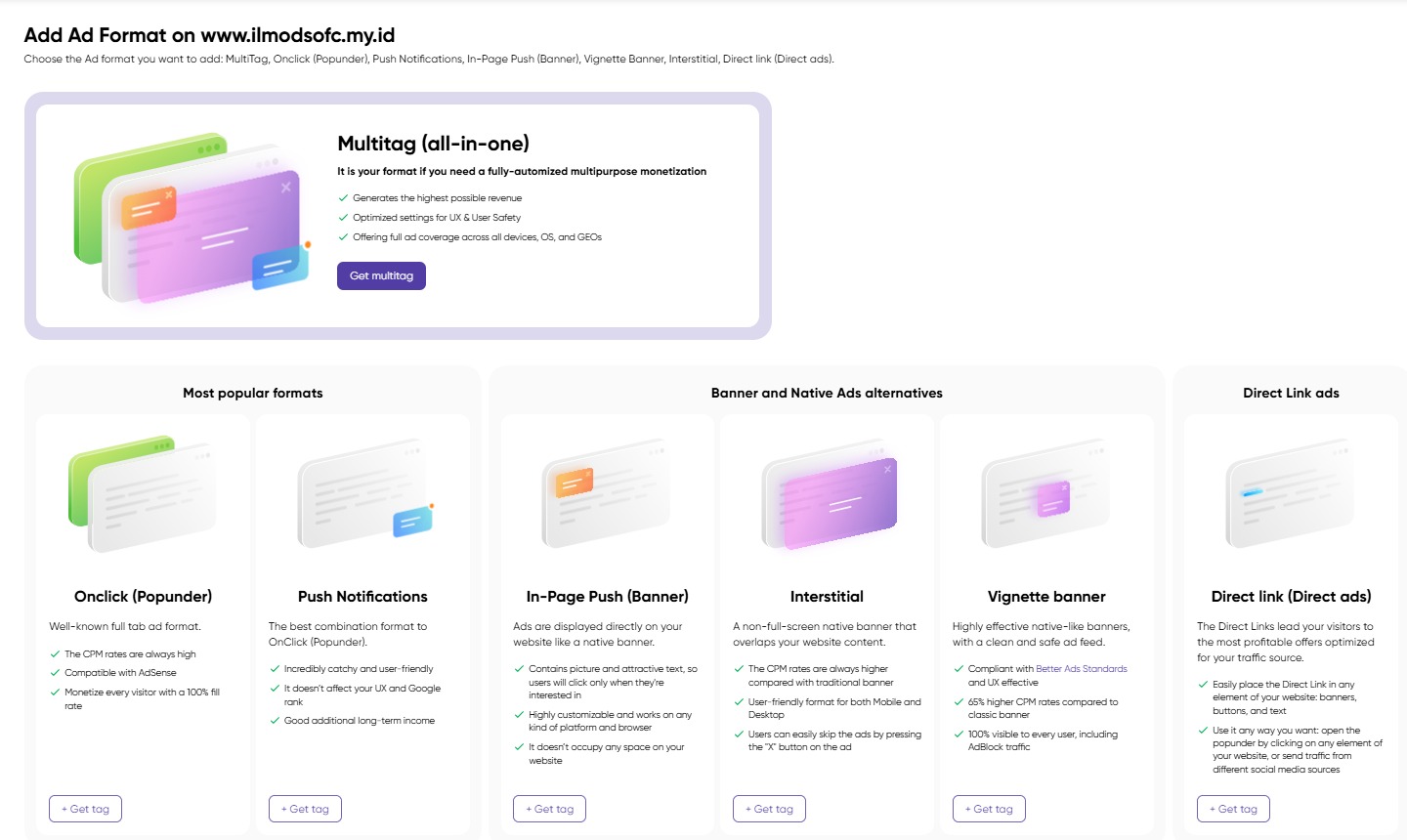 Pilih Format Iklan PropellerAds