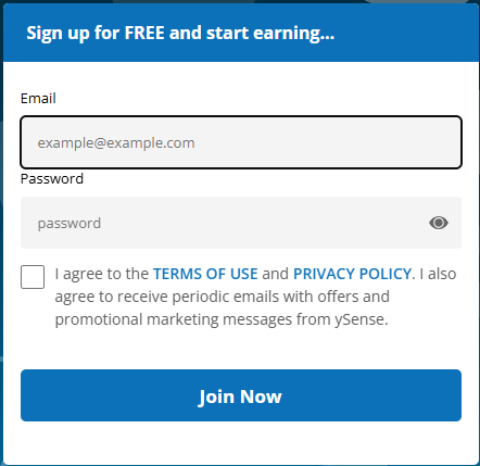 Halaman Register Ysense