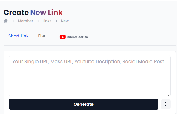 Halaman Shorten SafelinkKU