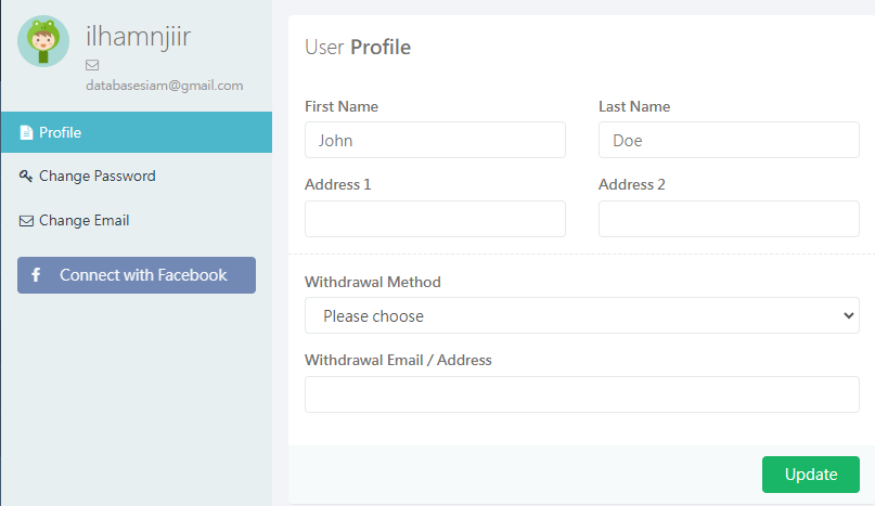Profil Setting Ouo.io