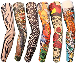 hoveox-20pcs-temporary-tattoo-arm-sleeves-arts-fake-slip-on-arm-sunscreen-sleeves-body-art-stockings-protector-designs-tribal-tiger-dragon-skull-and-etc-unisex-stretchable-cosplay-accessories-dreamult