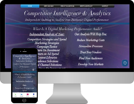 Competitive Intelligence & Analytics website on desktop and mobile
