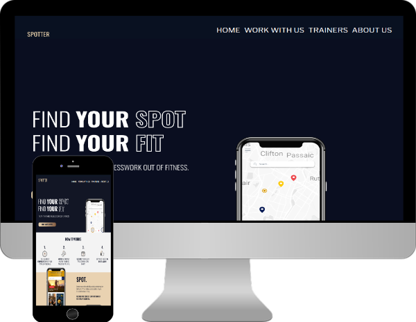 Spotter Fitness website on desktop and mobile