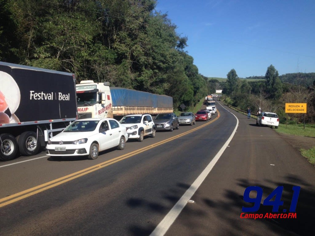 Cantagalo: ApÃ³s duas horas interditada por causa de acidente a BR 277 Ã© liberada no sistema siga e pare