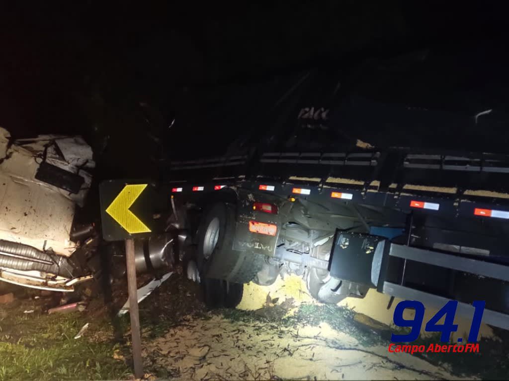 GuaraniaÃ§u: Carreta sai da pista e bate em Ã¡rvore na BR 277
