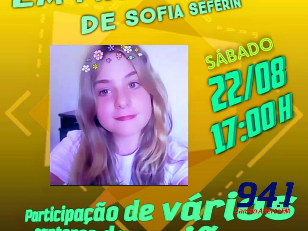 Live solidÃ¡ria em prol ao tratamento de Sofia Seferin acontece dia 22