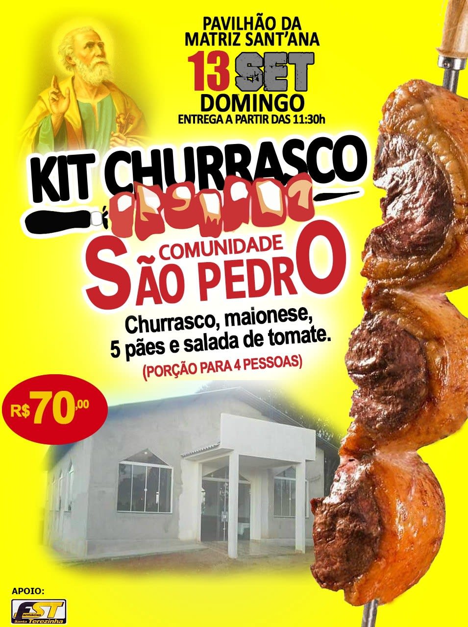 Última semana de vendas dos kits churrasco da festa em louvor São Pedro