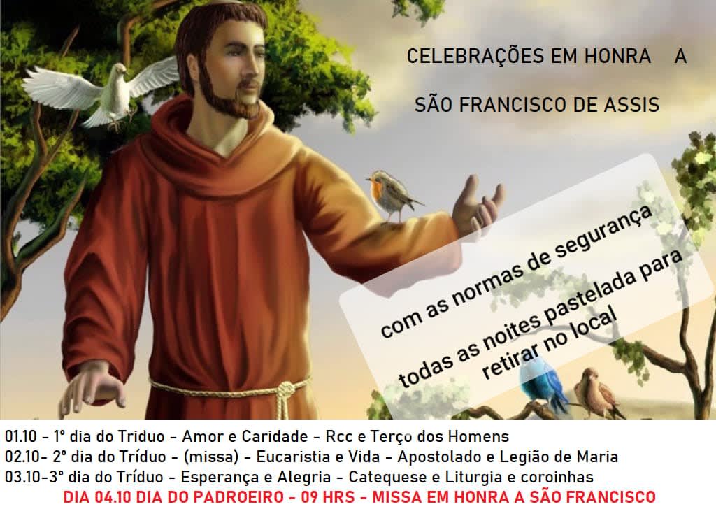 Inicia na noite desta quinta (01) Tríduo em Louvor a São Francisco de Assis