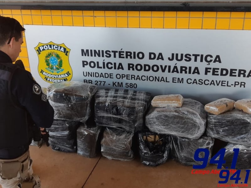 PRF apreende em Cascavel 159 quilos de maconha que seria entregue em Laranjeiras do Sul