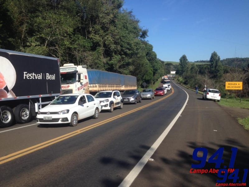 Cantagalo: ApÃ³s duas horas interditada por causa de acidente a BR 277 Ã© liberada no sistema siga e pare