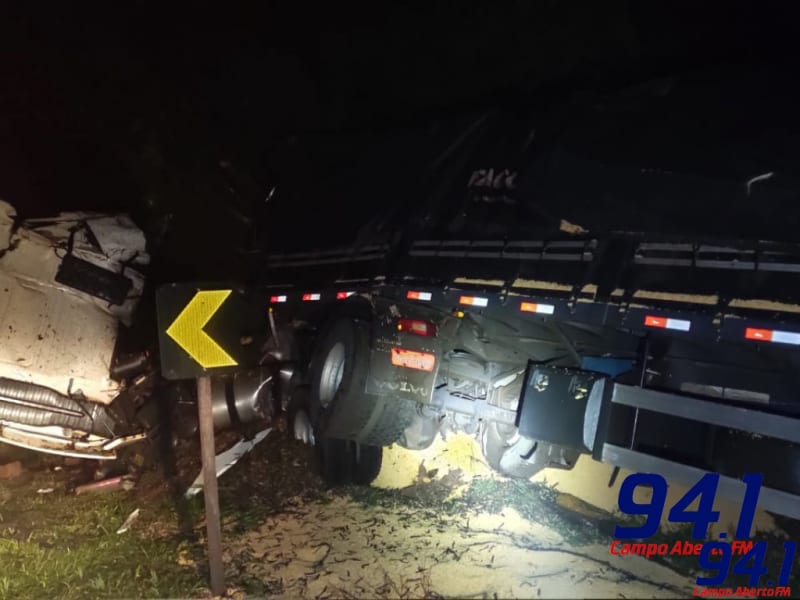 GuaraniaÃ§u: Carreta sai da pista e bate em Ã¡rvore na BR 277