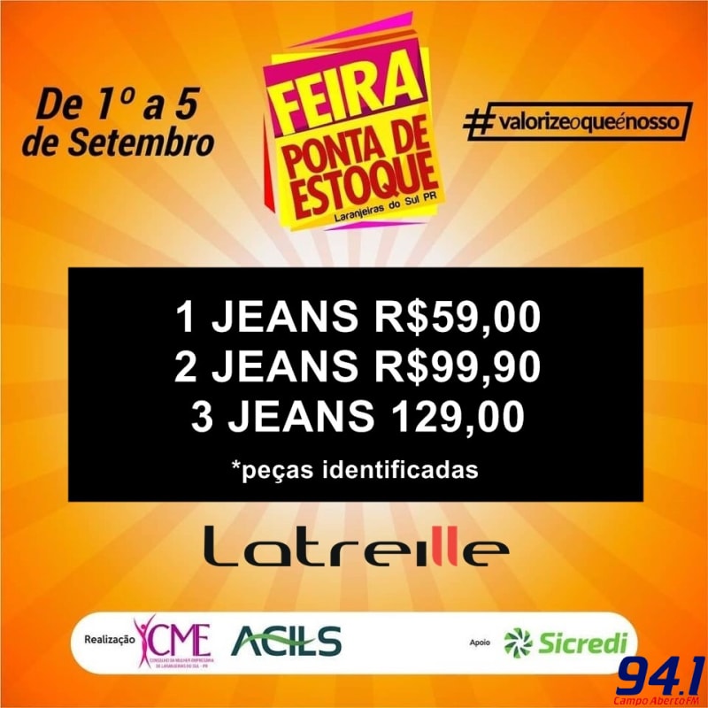 Feira Ponta de Estoque na Latreille Jeans Laranjeiras tá o maior sucesso