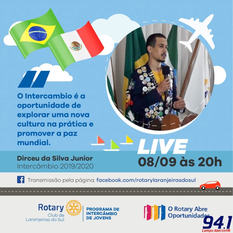 Intercambista do Rotary Clube compartilha sua experiÃªncia de no MÃ©xico, em live nesta terÃ§a-feira (08)