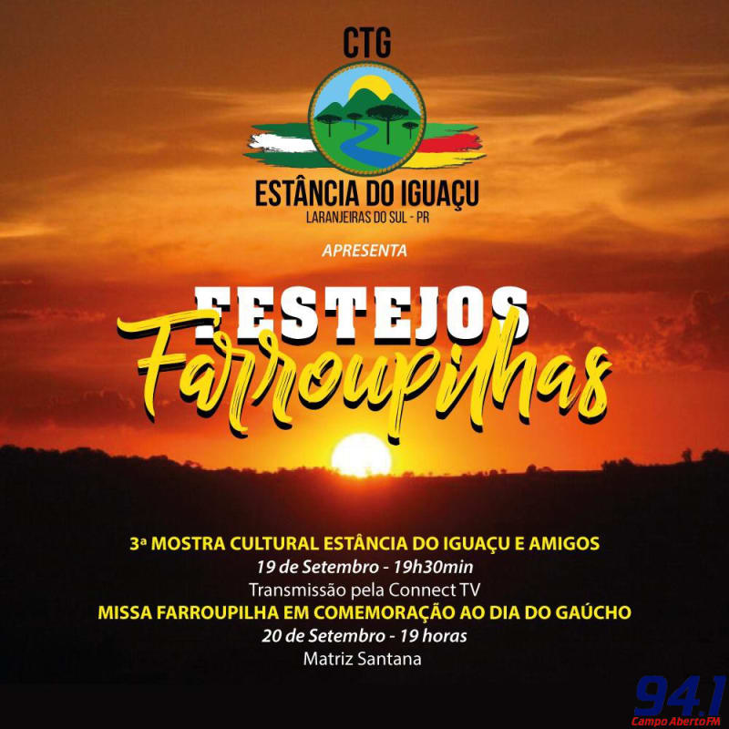 Semana Farroupilha de Laranjeiras do Sul terÃ¡ Mostra Cultural atravÃ©s de Live e Missa