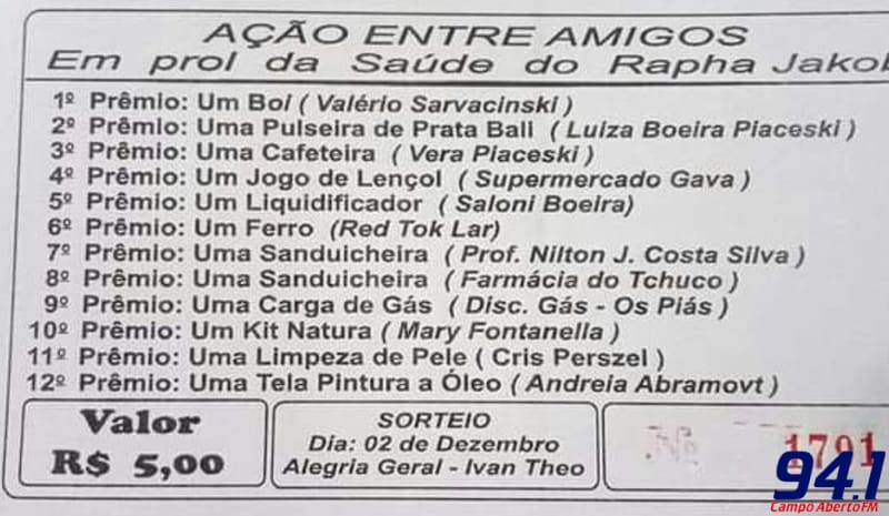 AÃ§Ã£o Entre Amigos vai arrecadar recursos para ajudar no tratamento de saÃºde de laranjeirense