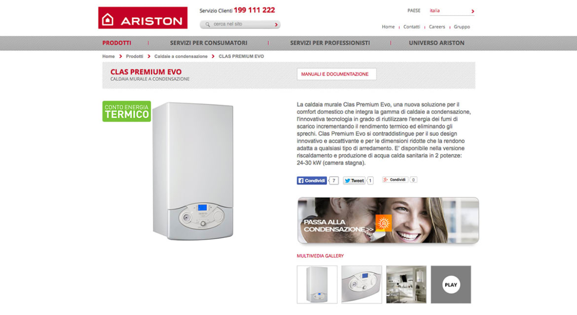 Piattaforma web worldwide Ariston | websolute