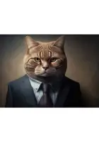 Plakatas „Katė su kostiumu“ – juokingas plakatas | Framein – miniatiūra 1