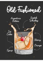 Plakatas „Kokteilis Old Fashioned“ – virtuvės plakatas | Framein – miniatiūra 1