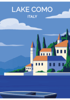 Kelionės plakatas „Komo ežeras, Italija“ – kelionių plakatas | Framein – miniatiūra 1