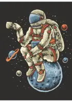 Paveikslas „Kosmonautas su kava“ – meno plakatas | Framein – miniatiūra 1
